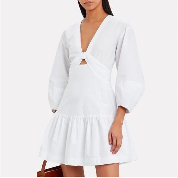 Derek Lam 10 Crosby Talia Twisted Keyhole Mini Dress Optic White Womenns Size 00 - Picture 2 of 8